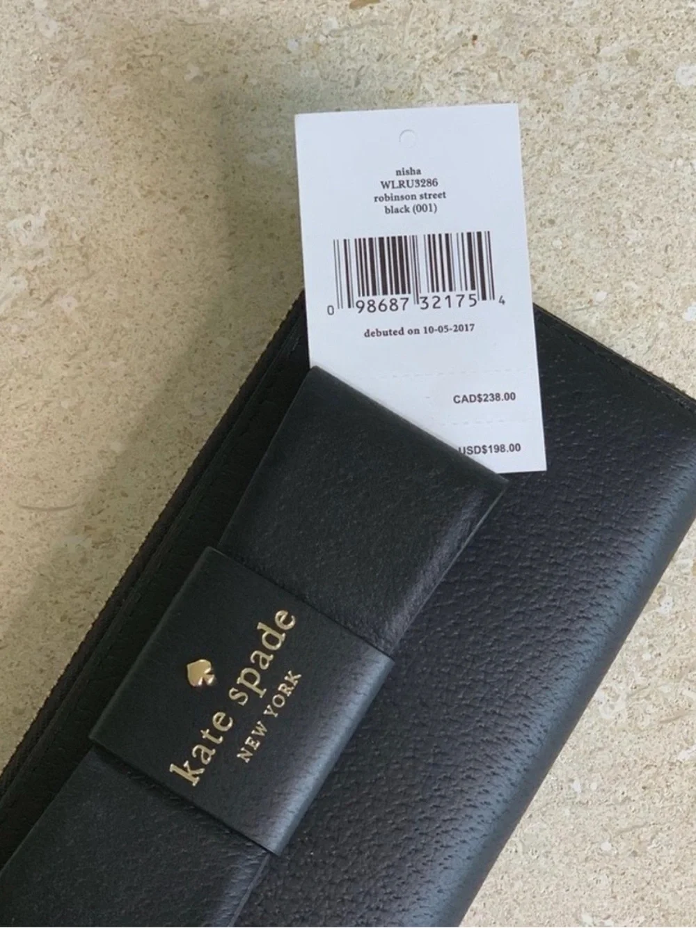 Kate Spade New York Nisha Robinson Street Zip Around Wallet - Black - NWT
